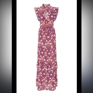 Banjanan Cordelia Ruffled Floral Silk-crepe Maxi Dress In Multi Color, Size XL